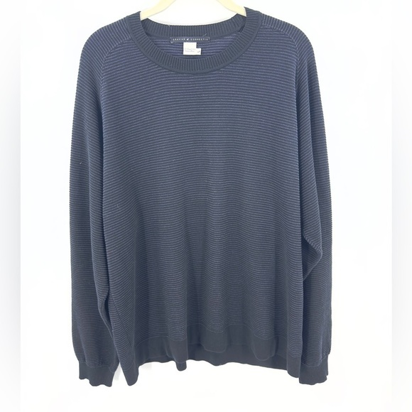 Peruvian Connection Mens Pima Cotton Lightweight Sweater Size L Black Blue Knit - Picture 8 of 8